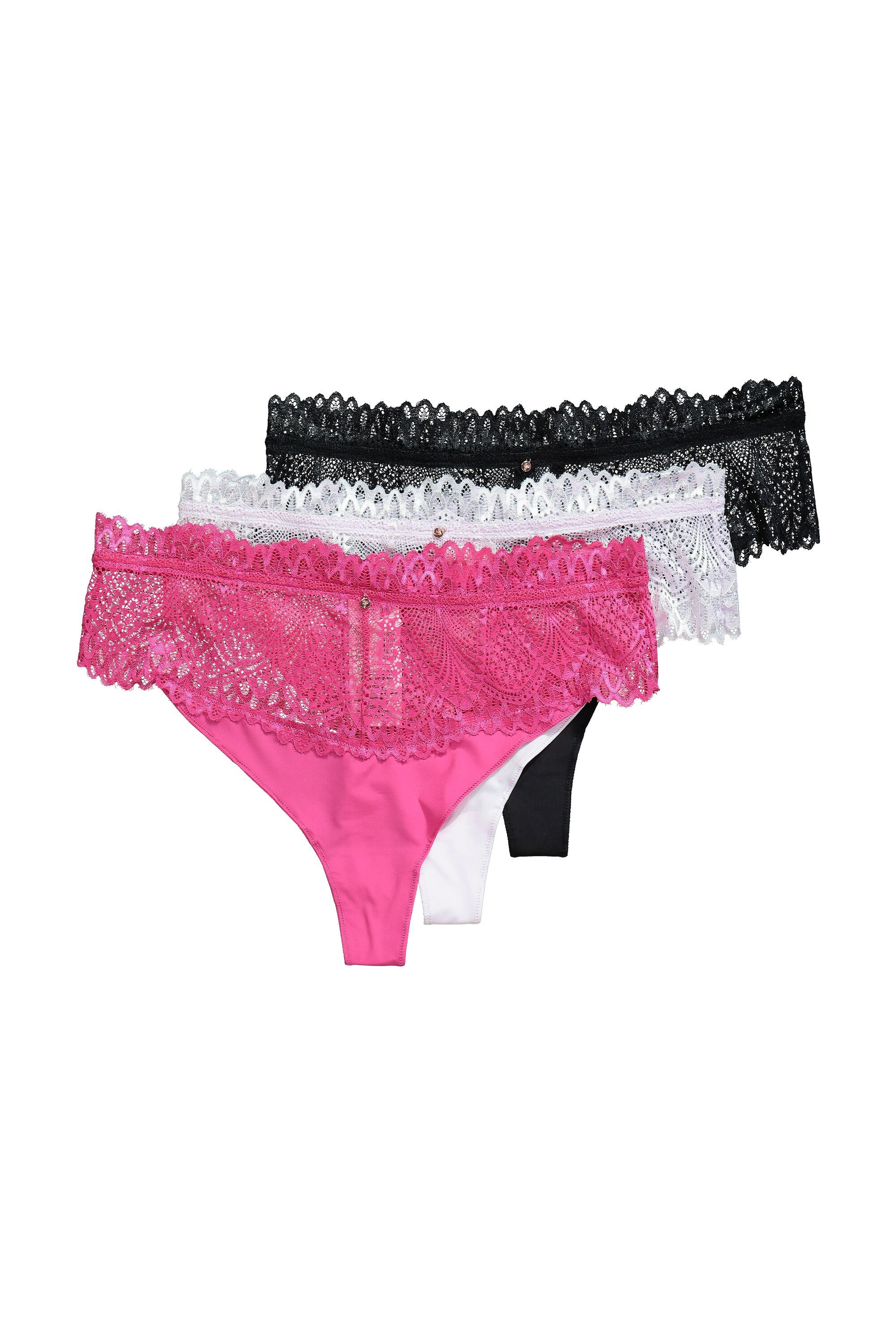Ulla Popken Slip TruYou Strings 3er-Pack Spitzenbund