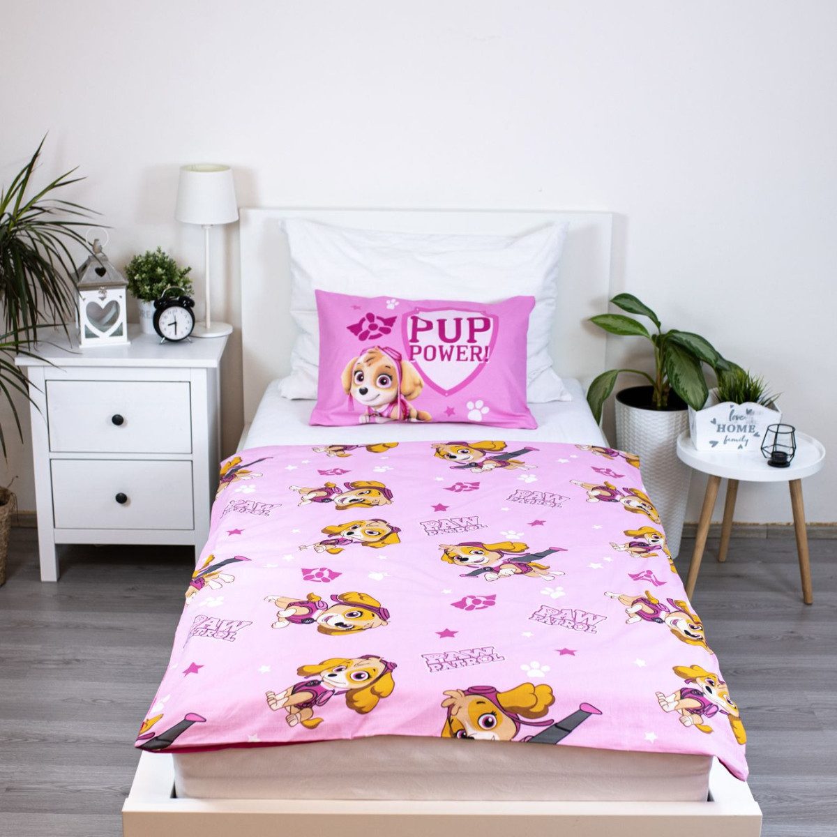 PAW PATROL Bettwäsche - Set für Kinderbett 100x135 cm + 40x60 cm aus 100% Baumwolle, mit Reißverschluss