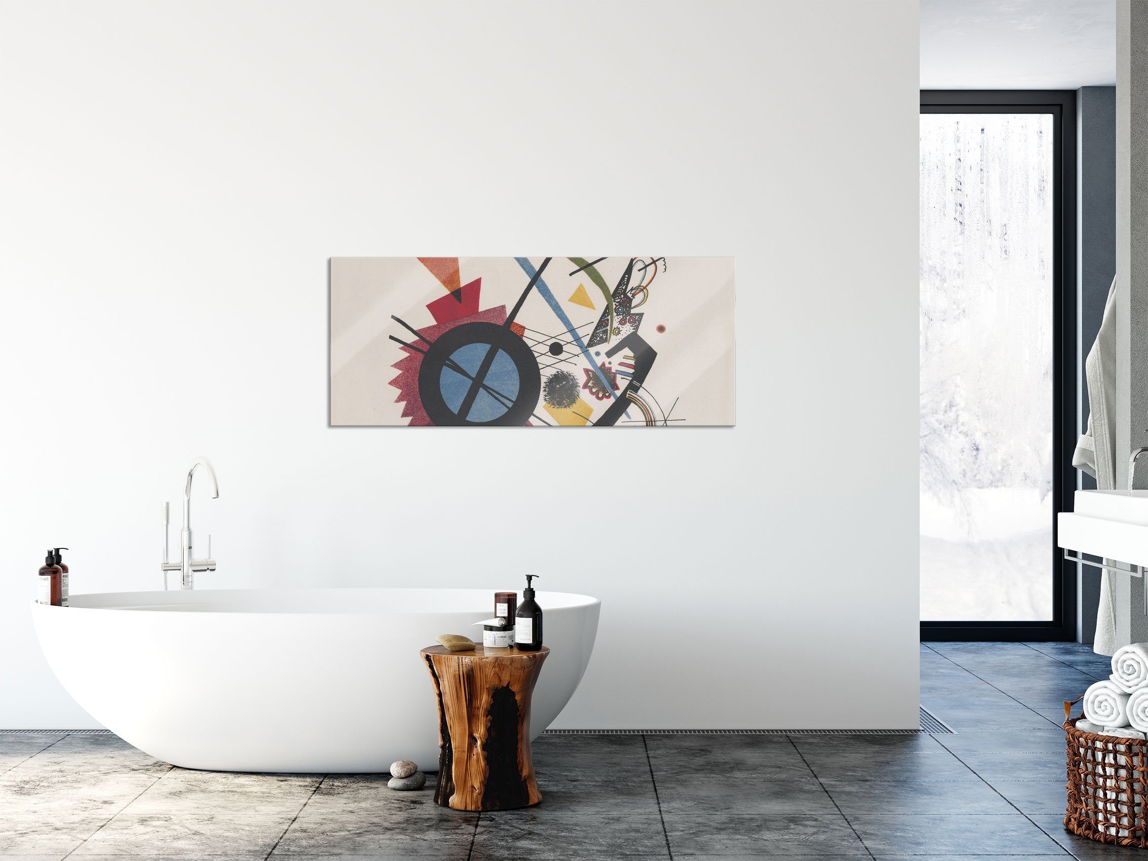 - Echtglas, Kandinsky (1 und Gestreift, inkl. - Glasbild Kandinsky Aufhängungen aus St), Wassily Gestreift Wassily Abstandshalter Pixxprint Glasbild