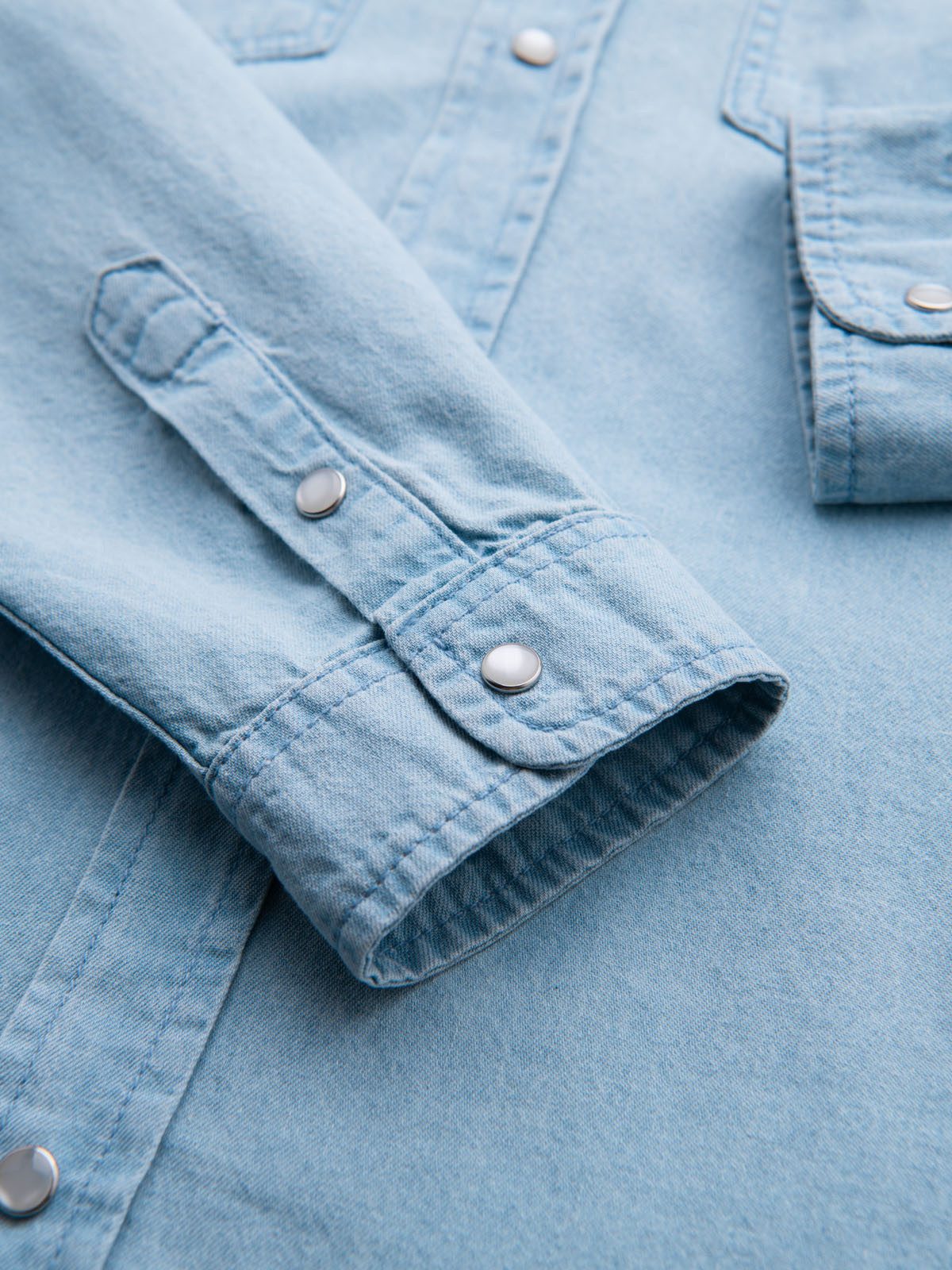 OMBRE Langarmhemd Jeanshemd mit Druckknöpfen und Brusttaschen