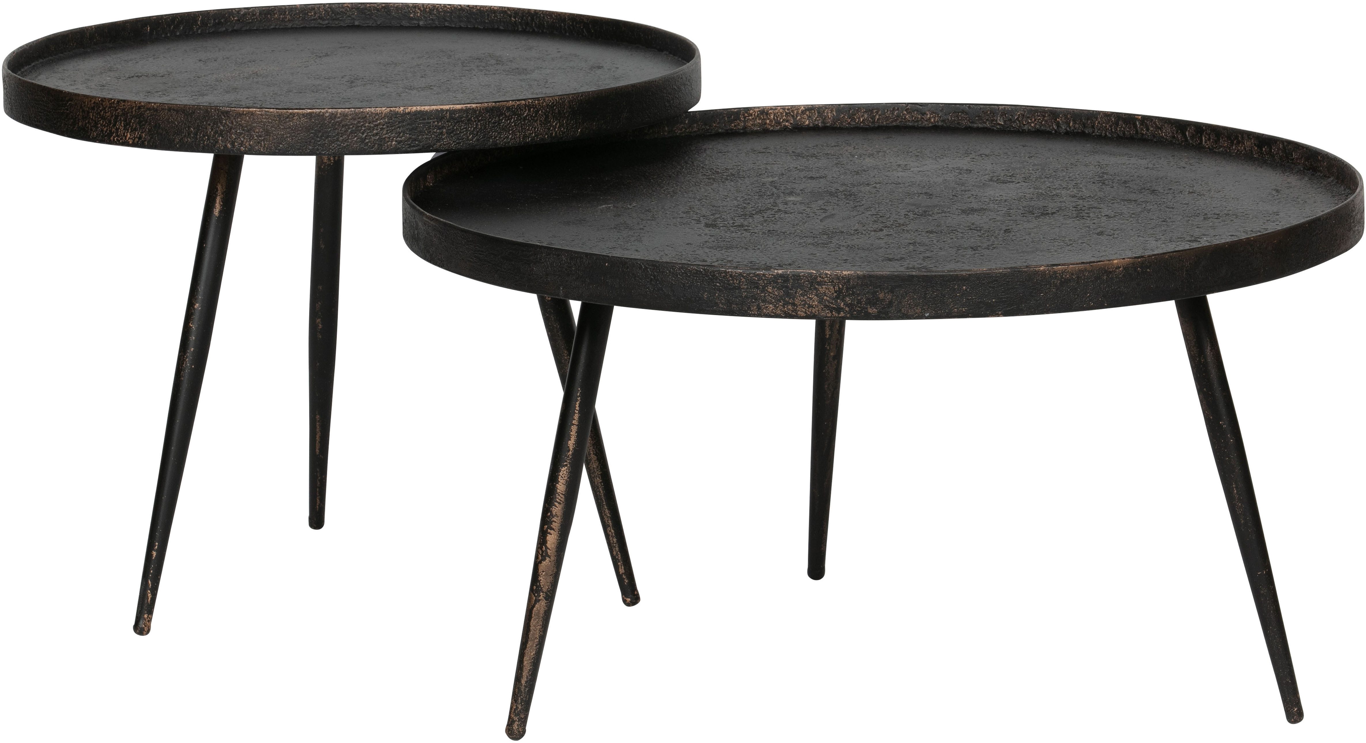 WOOOD Beistelltisch Bounds breiter Ausführung mit Multiplex-Zinkbeschichtung Ø 76 x 40 cm, 4 cm Randerhöhung, Metallbeine Höhe 36 cm, Tragkraft 20 kg