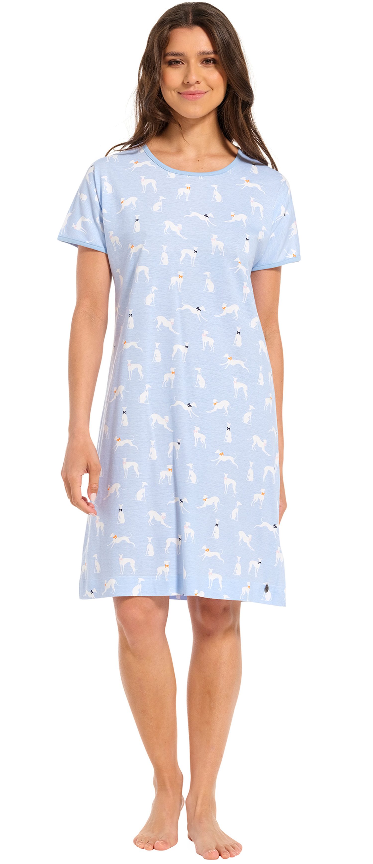 Rebelle Nachthemd Damen Schlafshirt mit Kurzarm (1-tlg) Hund