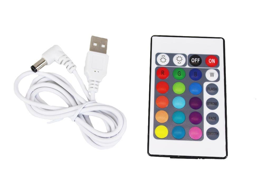 Aufladekabel LED und integriert, Akkulampe 12x20 LED Arnusa Farbwechselprogramme RGB dimmbar Fernbedienung mit per cm 16 USB-Ladefunktion, USB Tischleuchte fest PL201 Fernbedienung, 4 einstellbar, Leuchtfarben