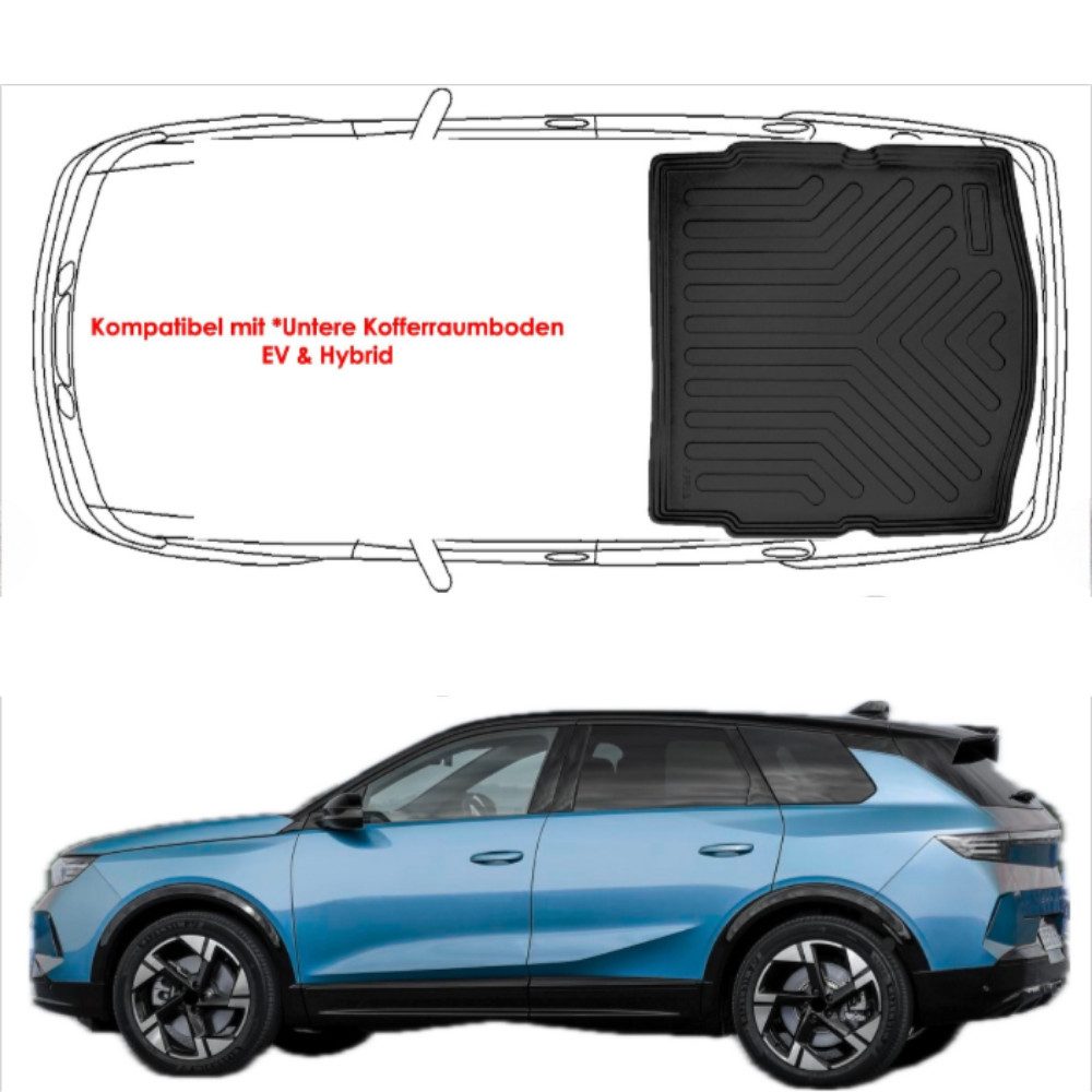 Trimak Passform-Fußmatten Oder Kofferraumwanne Oder Set für Grandland X, Opel Grandland 2.Gen ab 2024 EV&Hybrid Untere Kofferraummatte TPE