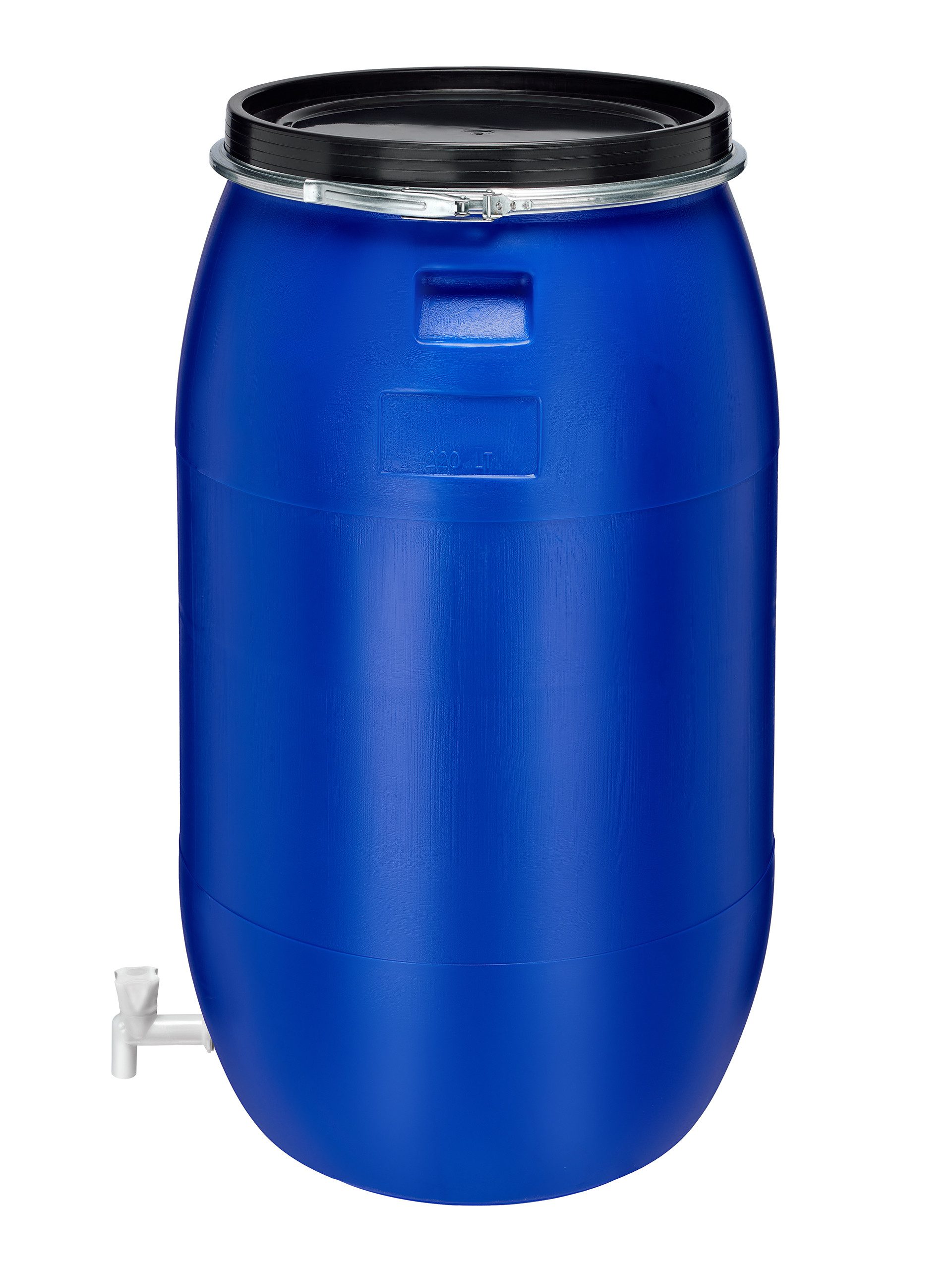 Garronda Regentonne 220L Weithalsfass mit Deckel und Hahn aus HDPE für Haus&Garten GD-0091, 220 l