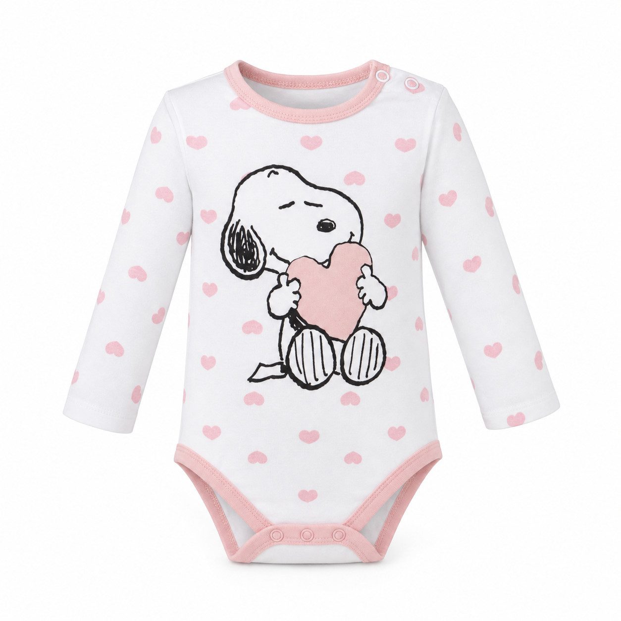 Snoopy Langarmwickelbody Snoopy Love Baby langarm Strampler Bodie Gr. 68 bis 92