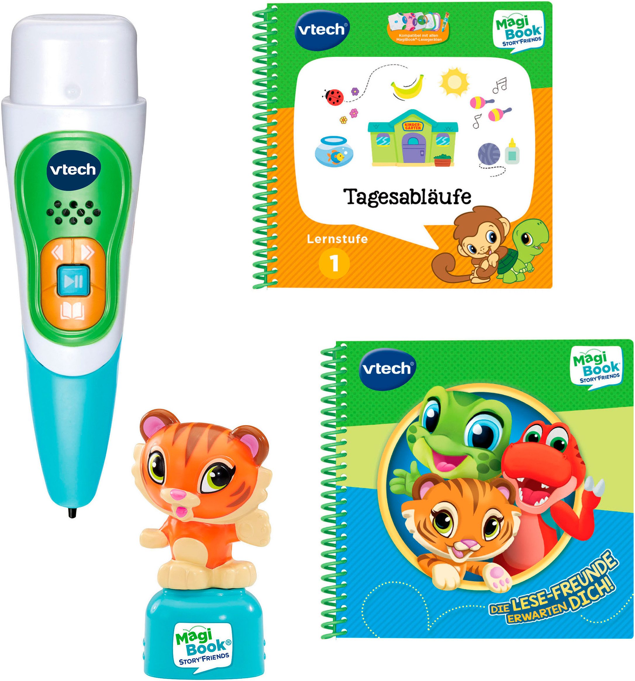 Vtech® Spiel Magibook Story'Friends Starter Set - Buch Tagesabläufe Lernstufe 1, inklusive interaktiven MagiBook Stift