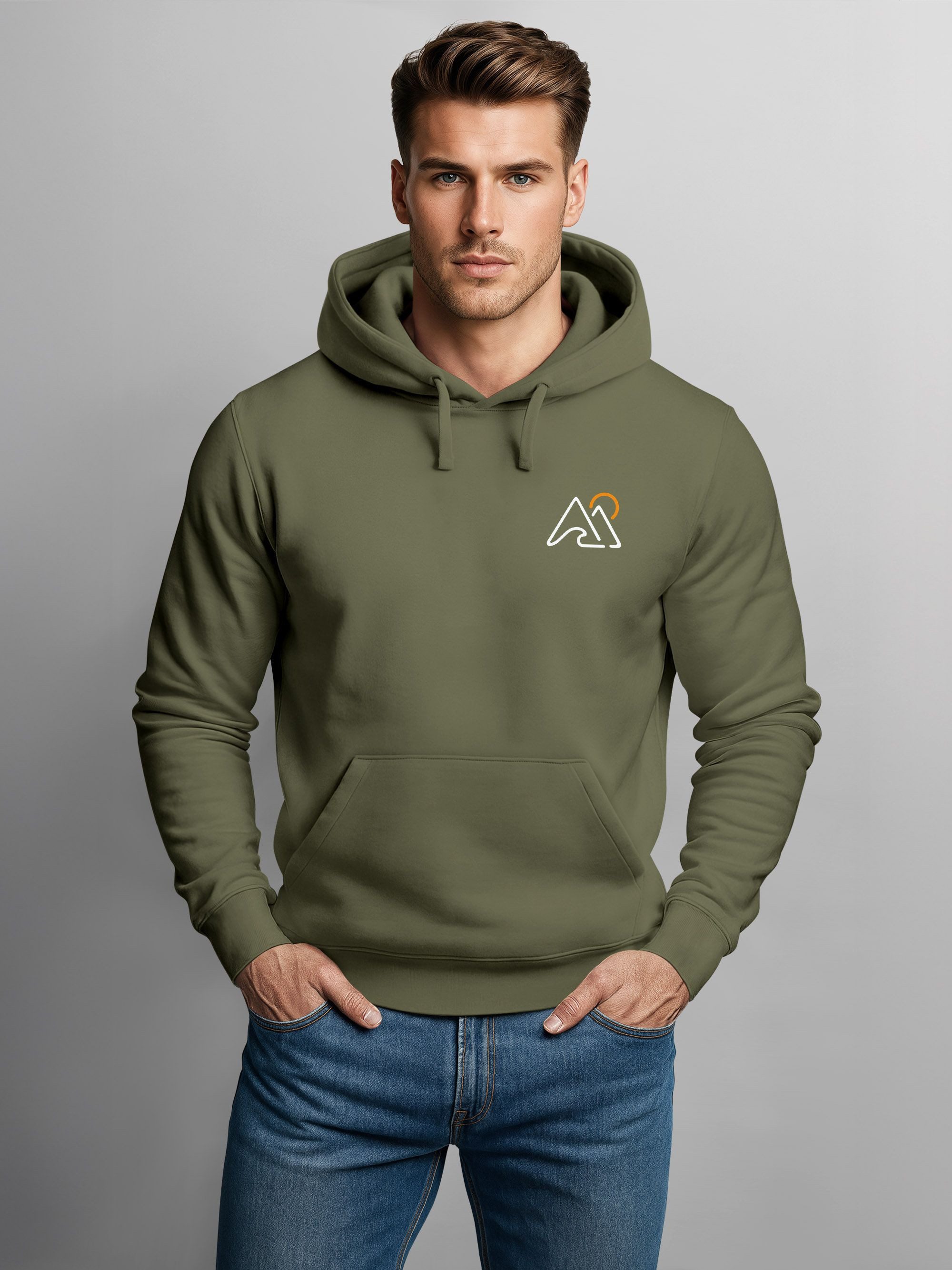 Neverless Hoodie Herren Hoodie Mountain Logo Kapuzensweatshirt mit kleinem günstig online kaufen