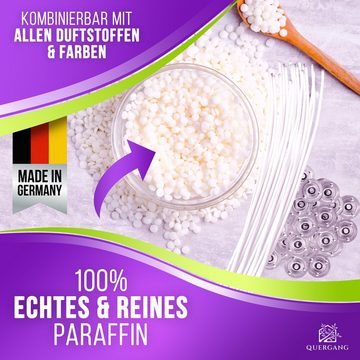 Quergang Paraffinwachs Pastillen 10kg inkl. Dochte und Dochthalter - Kerzenwachs Wachsgranulat für, optimale Ergebnisse Dank niedrigem Schmelzpunkt und geringem Ölgehalt