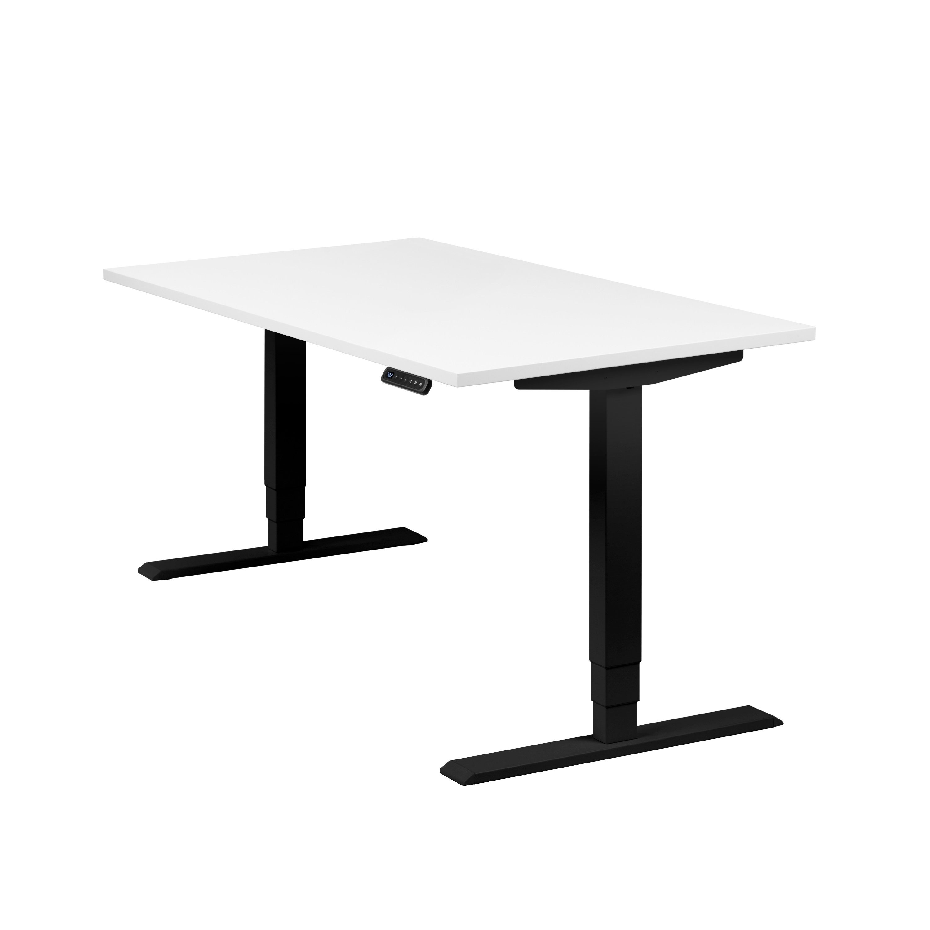 boho office® Schreibtisch Homedesk, Schwarz elektrisch höhenverstellbar, Tischplatte Weiß 140 x 80 cm