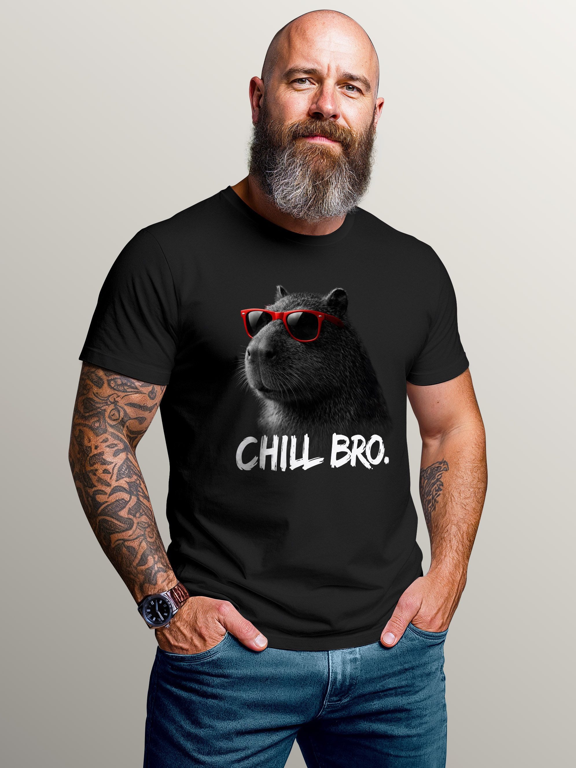 MoonWorks Print-Shirt Herren T-Shirt Chill Bro Tiermotive Lustig Schimpanse günstig online kaufen