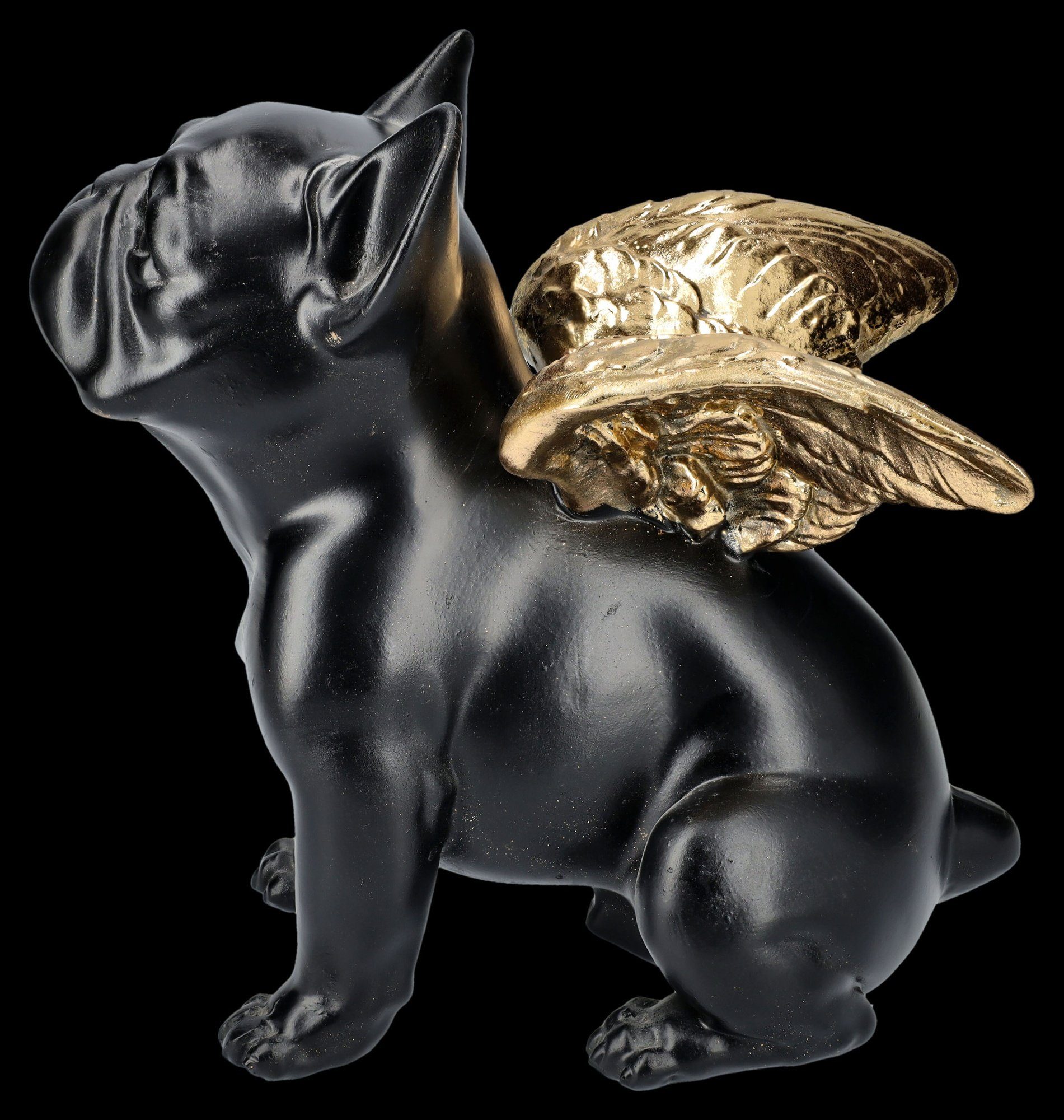 schwarz Figur goldenen Bulldoggen Figuren Flügeln mit Tierfigur GmbH Shop