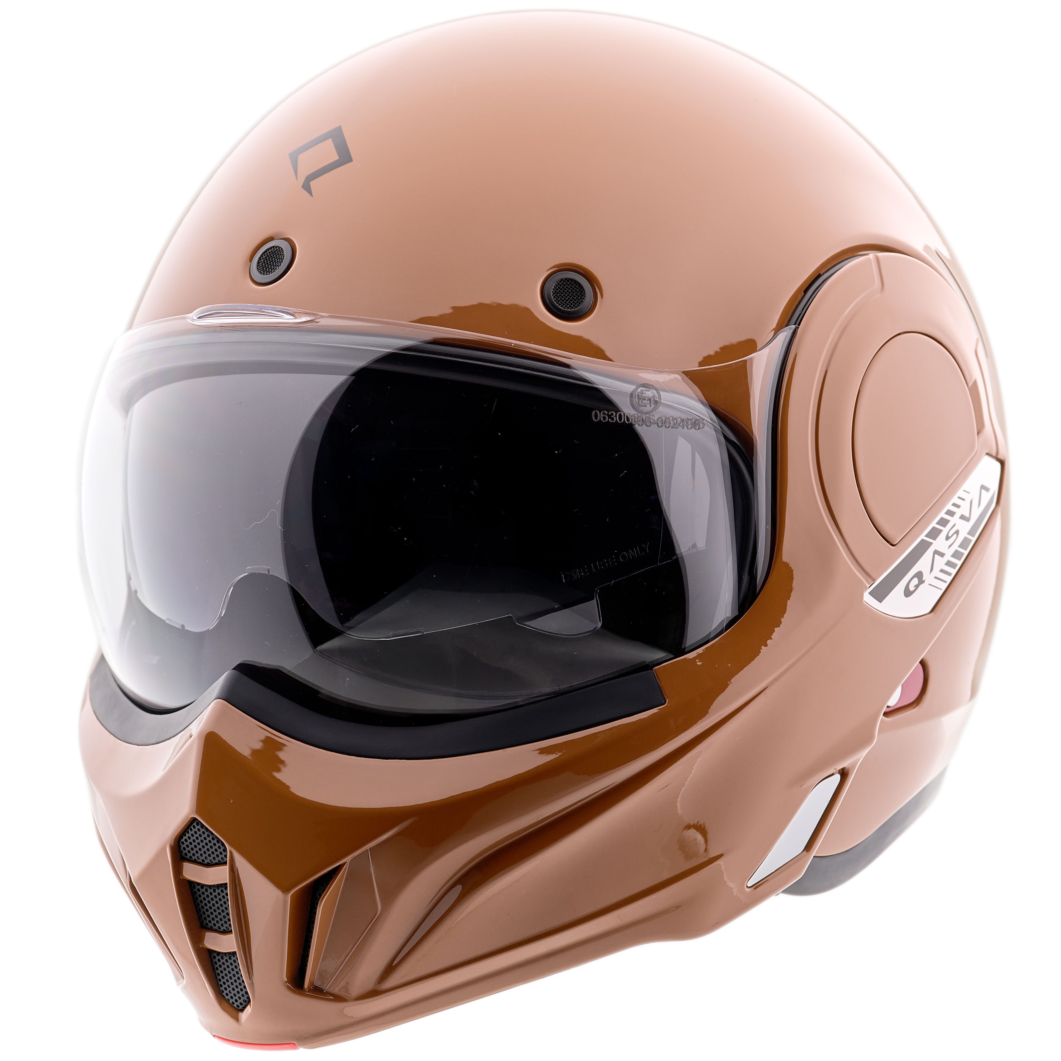 Burnout Motorradhelm Flipback Vortex Cognac