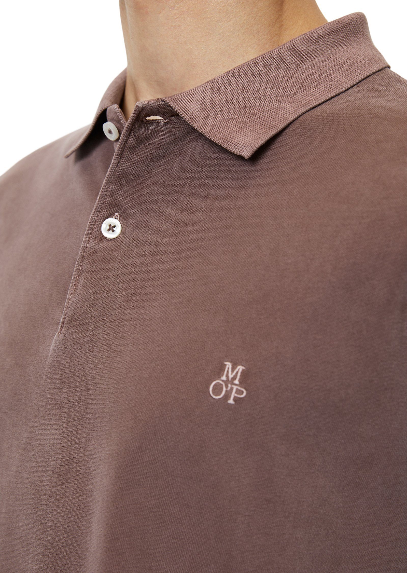 Marc O'Polo Langarm-Poloshirt in schwerer Soft-Touch-Jersey-Qualität braun