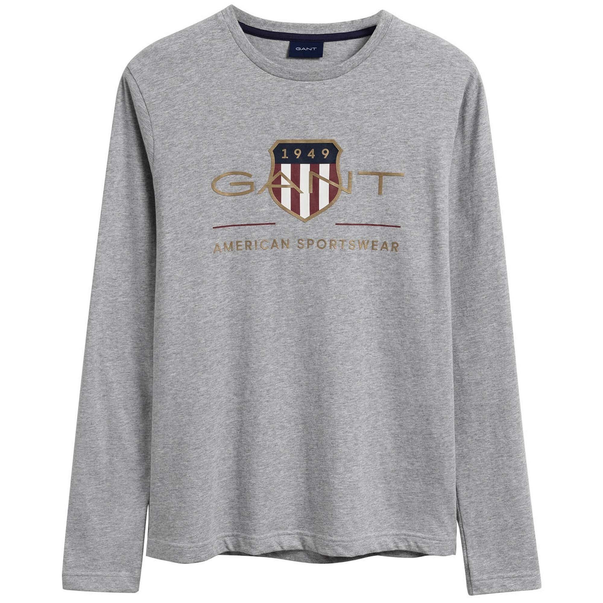 Gant T-Shirt Herren Langarm T-Shirt - ARCHIVE SHIELD LS Grau