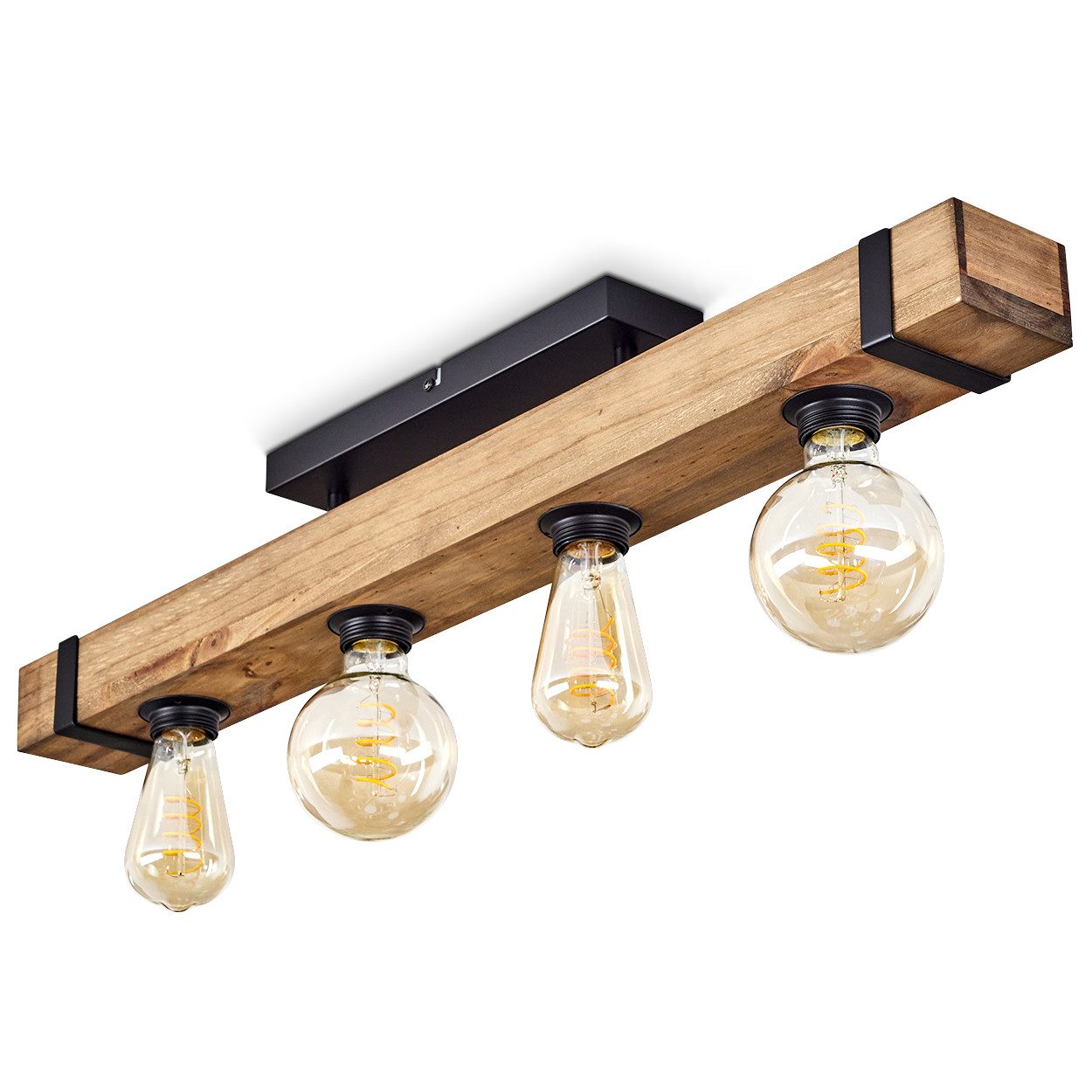 hofstein Deckenleuchte »Bollengo« moderne Deckenlampe aus Metall/Holz in Sc günstig online kaufen