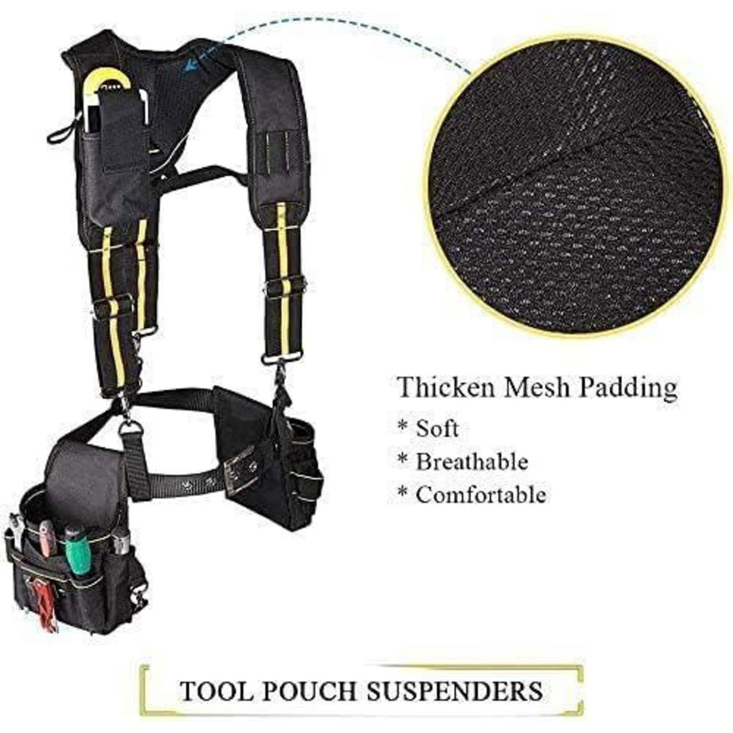 LuxusKollektion Werkzeugtasche Werkzeuggürtel mit Hosenträgern Gepolsterte Arbeitshosenträger