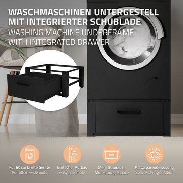 ML-DESIGN Waschmaschinenuntergestell Waschmaschinenznterschrank Waschmaschinensockel Erhöhung Unterbau, Stahl Schwarz mit Schublade 63x54cm bis 150kg Stabil 31,5cm Podest