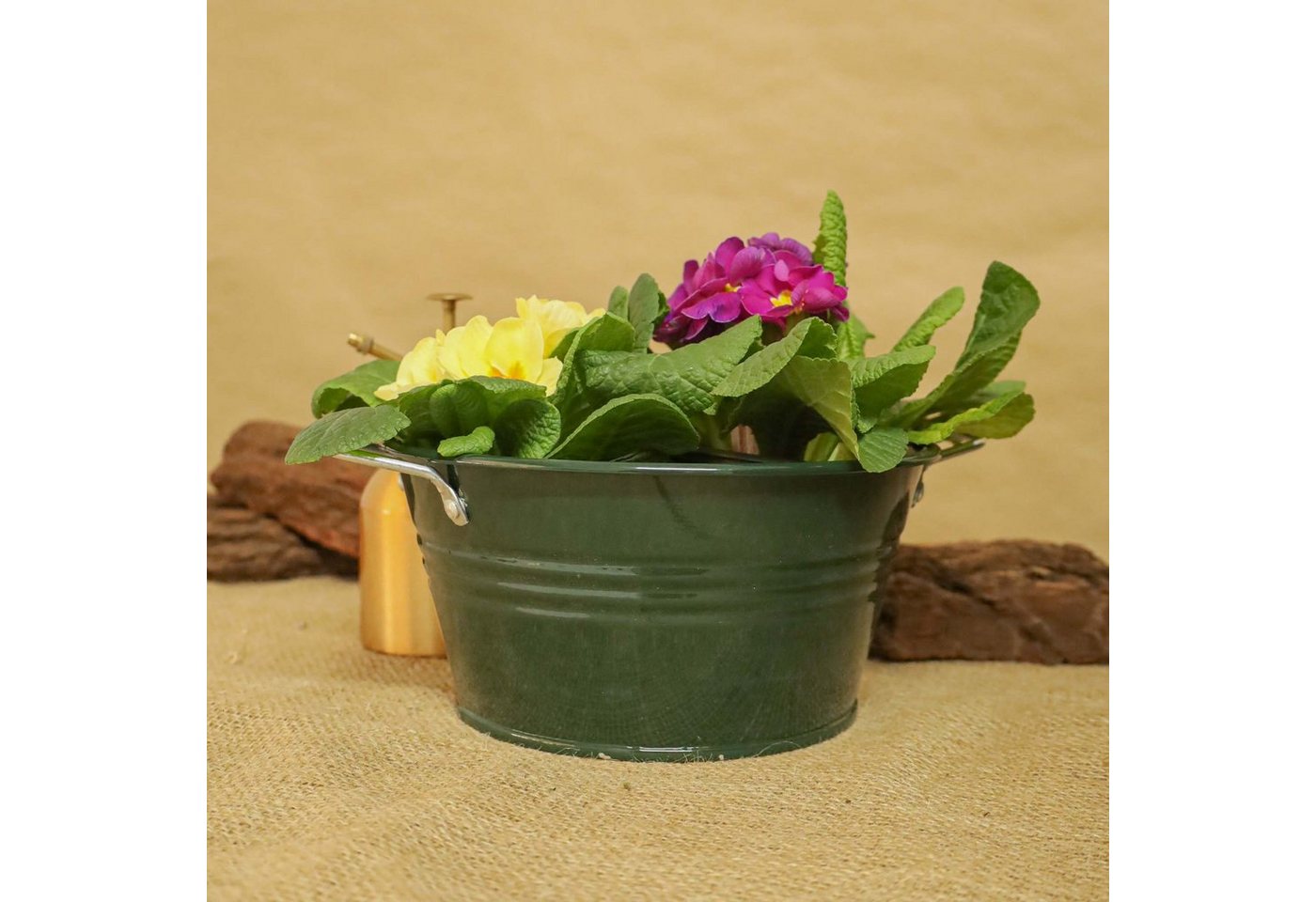 Thumbnail - Mary's Garden Supplies Blumentopf Mary's Garden Supplies Schale mit Metallgriff, 18 cm, Farbe grün