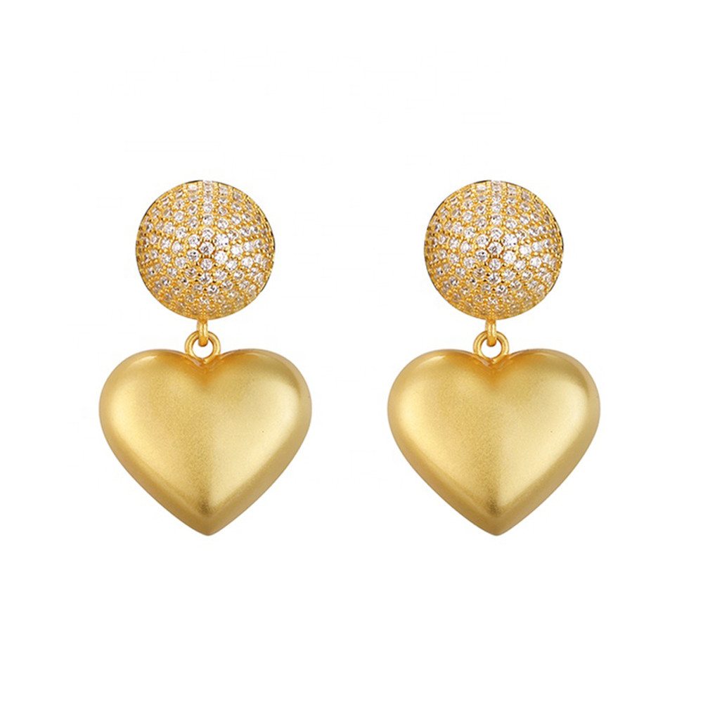 Valentinstagsgeschenk Runde Perlé Paar Ohrhänger Elegante Herz Ohrstecker mit Zirkonia-Kreis, Vintage Design, 925 Sterling Silber oder 18K vergoldet,