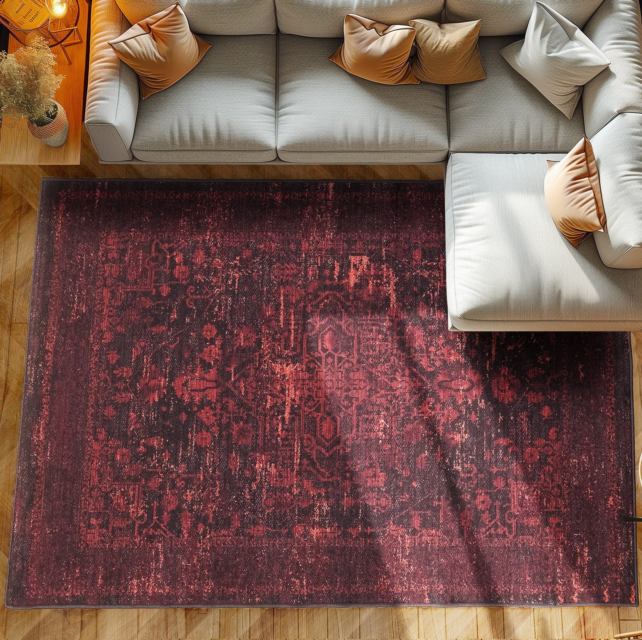 SIMPEX24 Designteppich Vintage Stil, Läufer, Höhe: 7 mm, Waschbarer Teppich günstig online kaufen