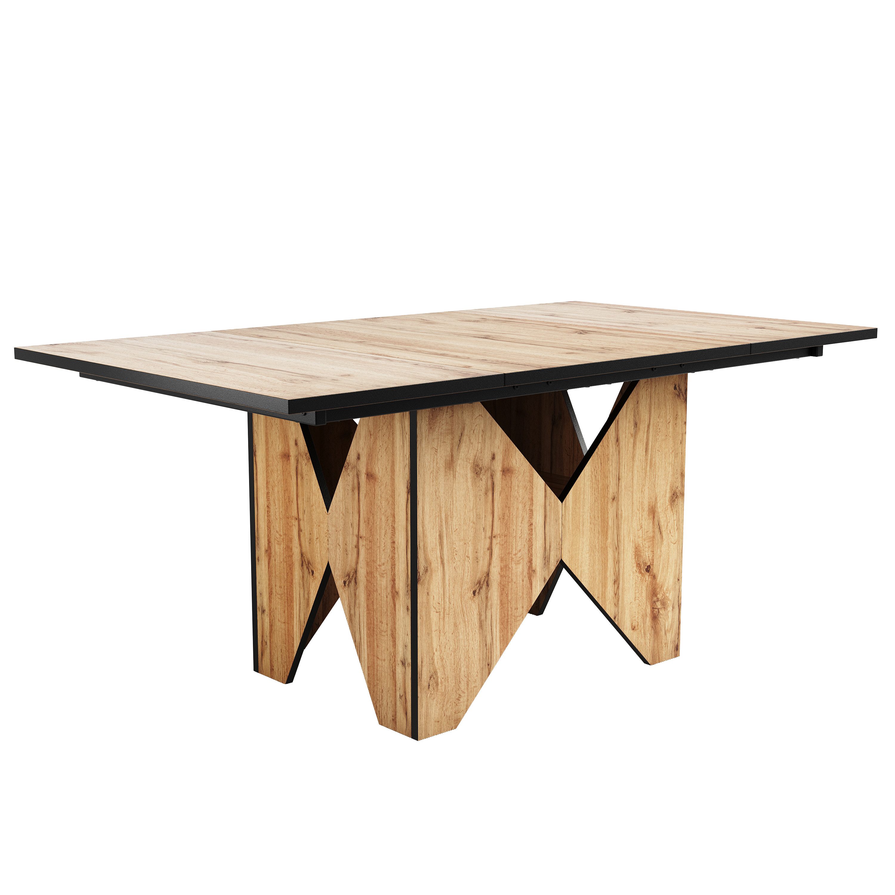 Tongtong Küchentisch moderner Küchen-Esstisch aus Holz, Bistrotisch, nicht abnehmbar (1 Tisch), Tisch für 4-6 Personen, Holzfarbe Braun 138.5*80*75cm
