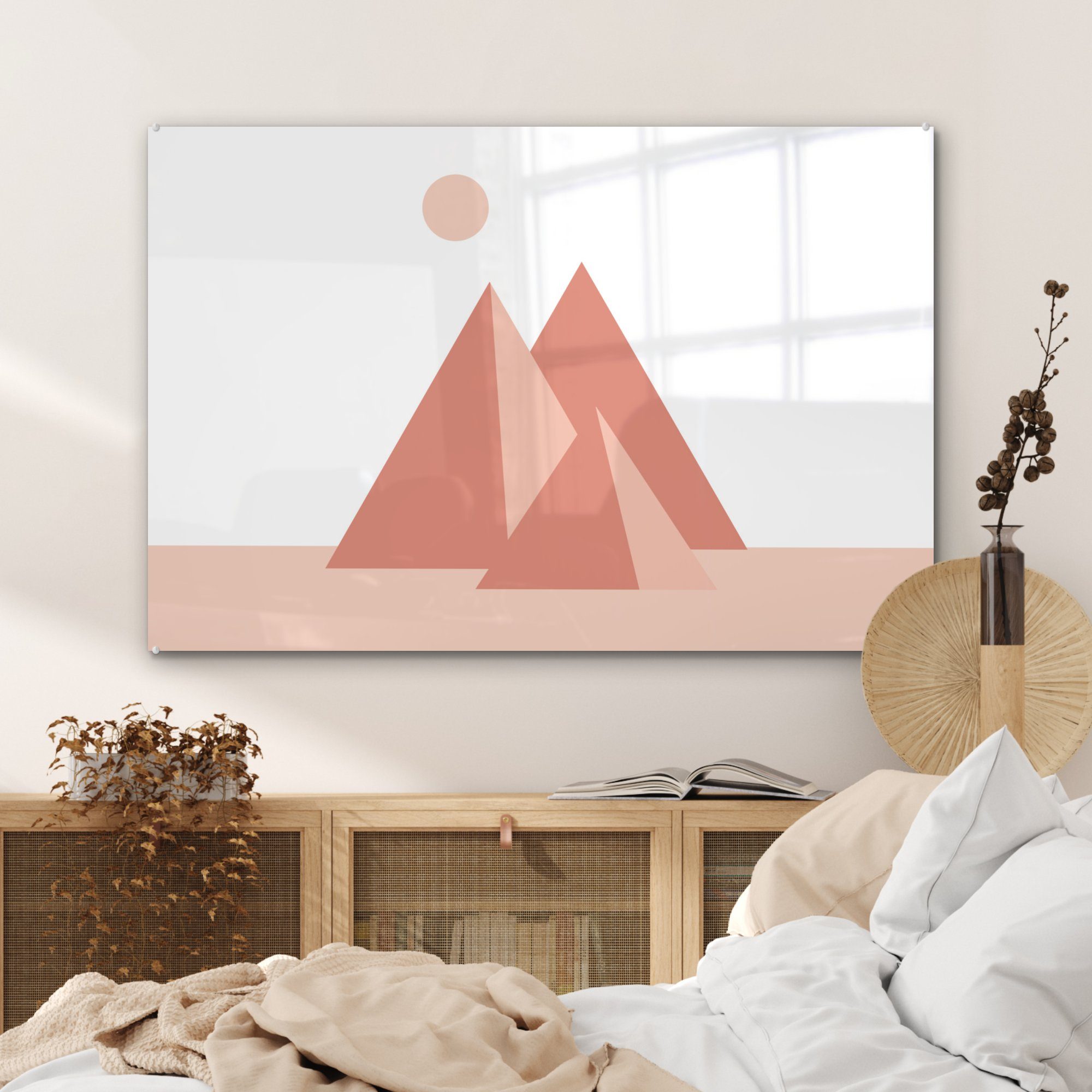 MuchoWow drei Illustration (1 Schlafzimmer von Pyramiden, Acrylglasbilder St), & Wohnzimmer abstrakten Acrylglasbild