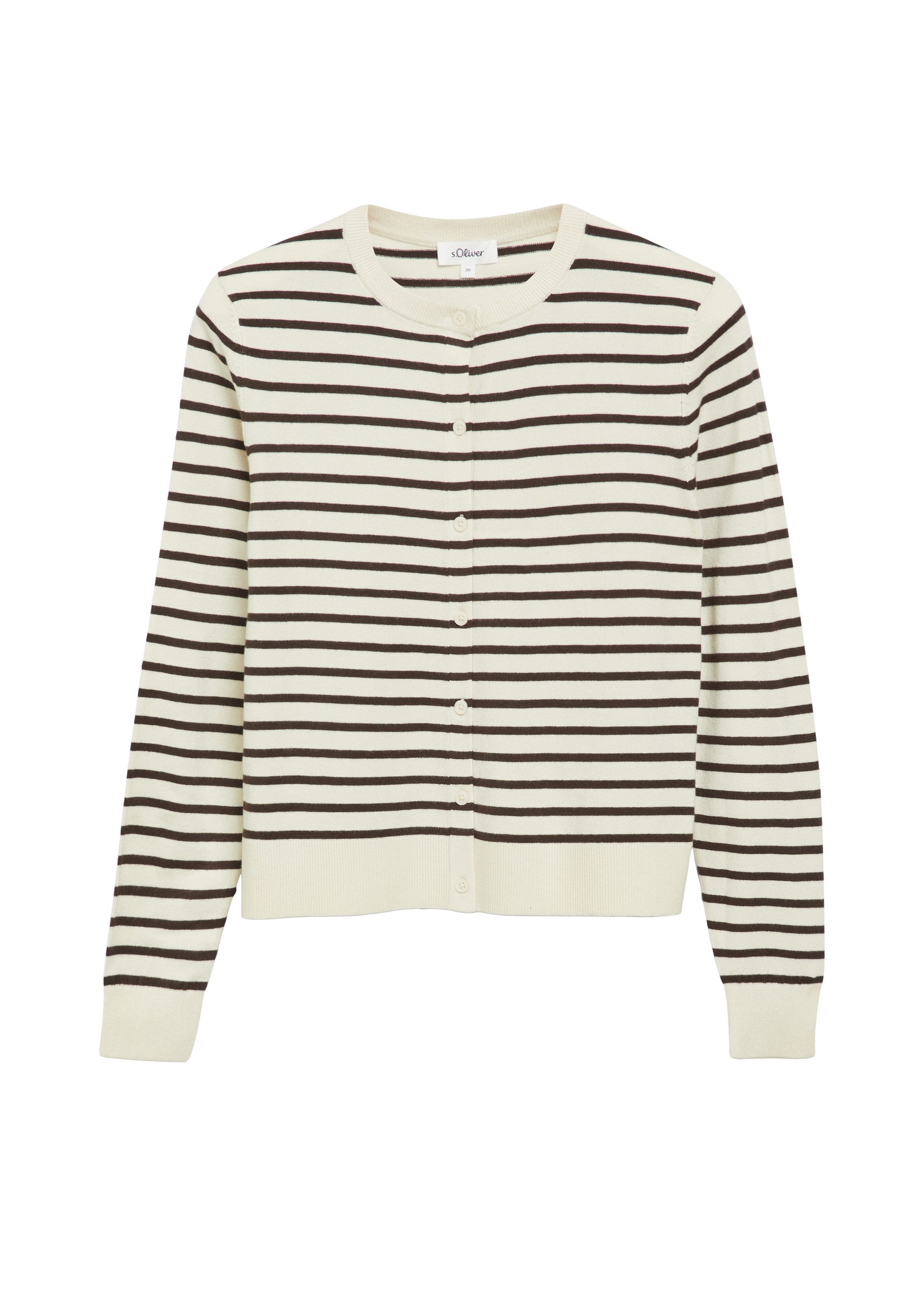 s.Oliver Cardigan Strickjacke Geringelte Strickjacke mit Knopfleiste