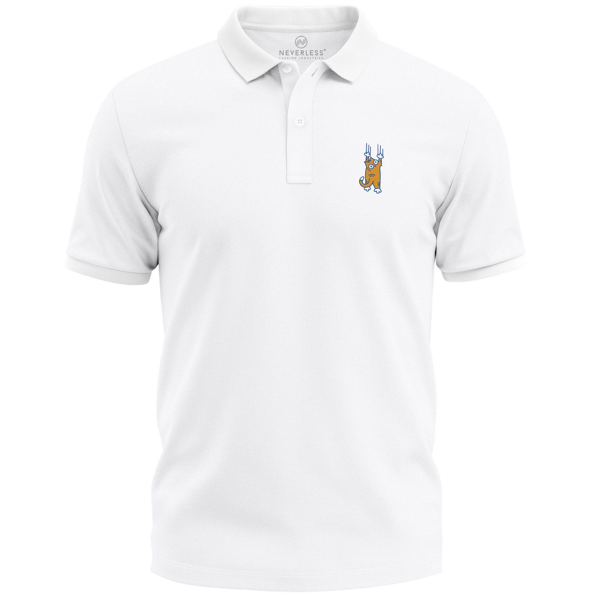 Poloshirt Poloshirt Herren mit lustigem Katzen Print – Kurzarm Polohemd aus