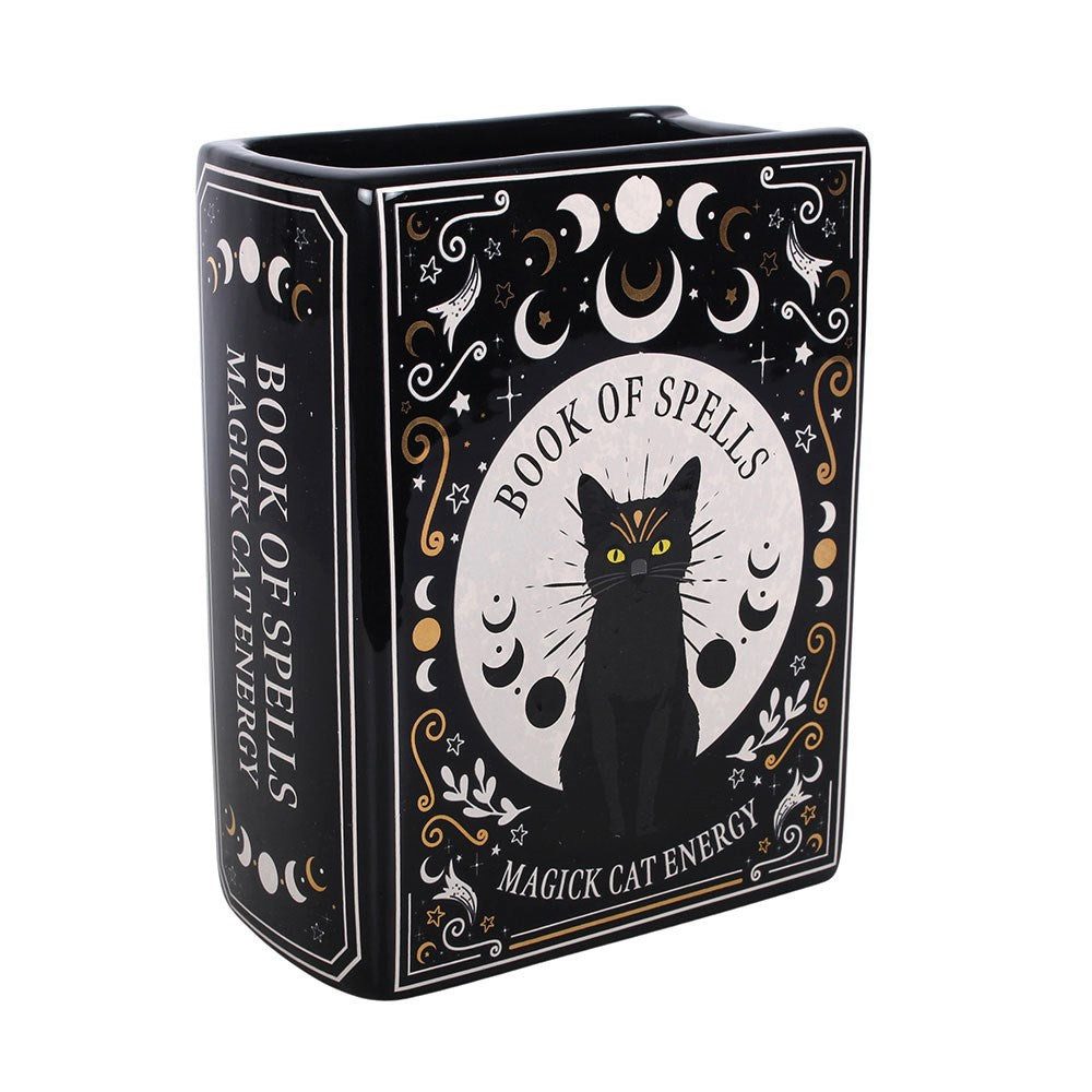 Something Different Dekovase Book of Spells Vase – Magick Cat Energy- Gothic Deko