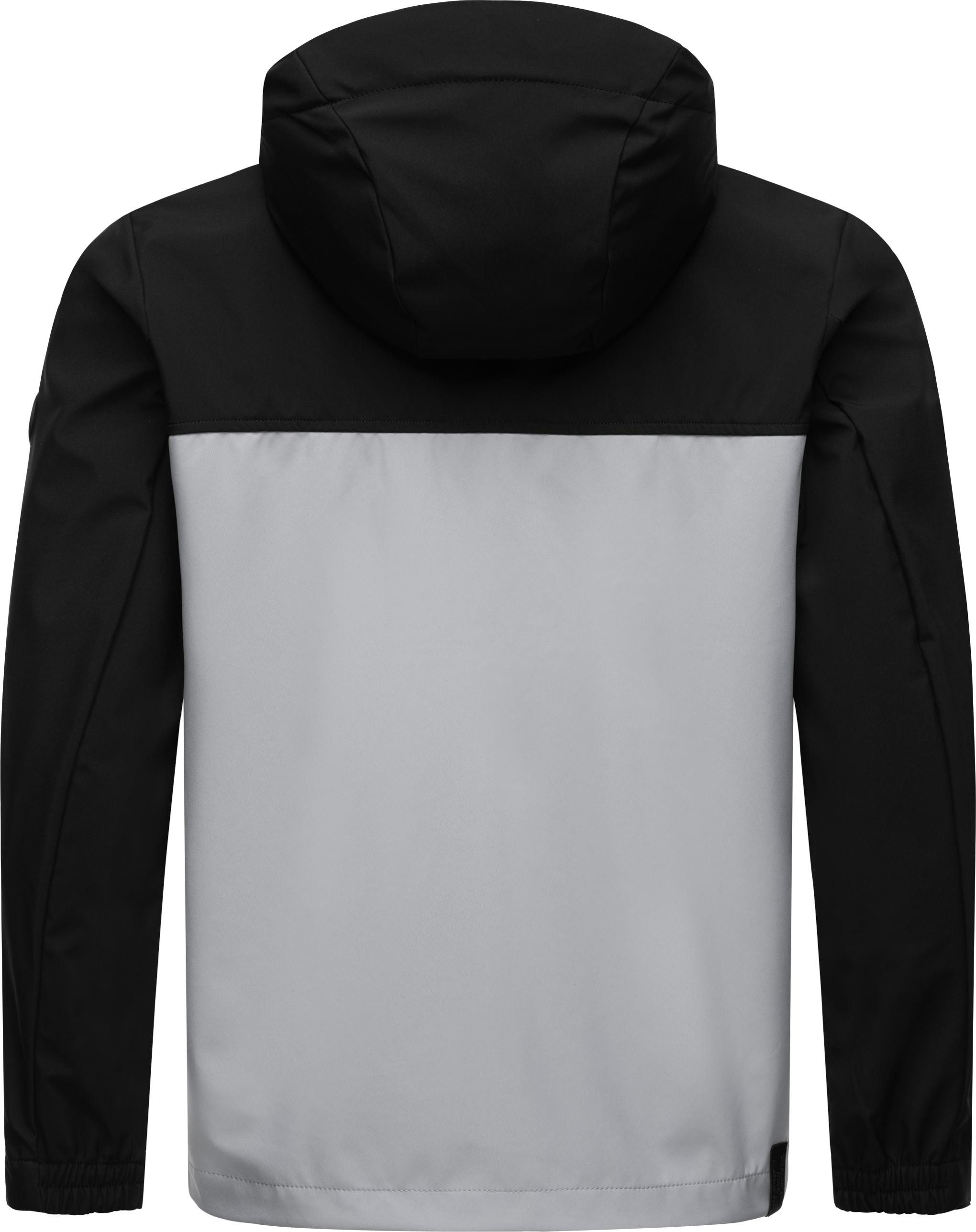 Ragwear Softshelljacke Shellwie Block wasserdichte Herren Übergangsjacke mit großer Kapuze