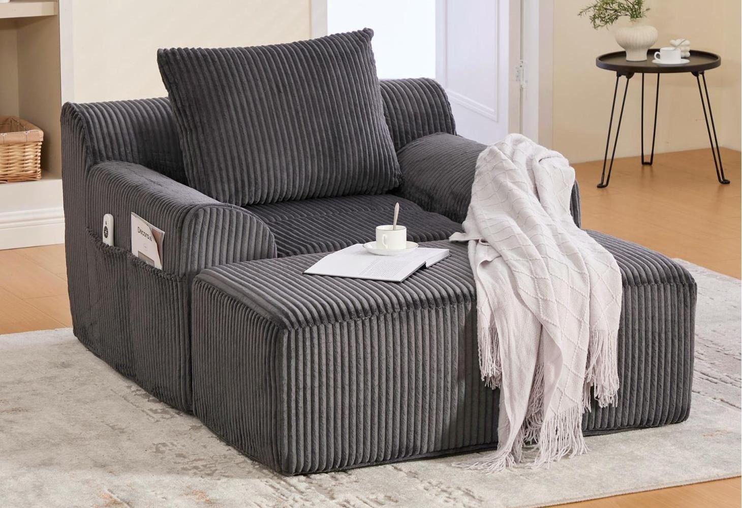 LVHOM Loungesessel Übergroßer Cord Relaxsessel/Polstersessel mit Fußhocker, günstig online kaufen