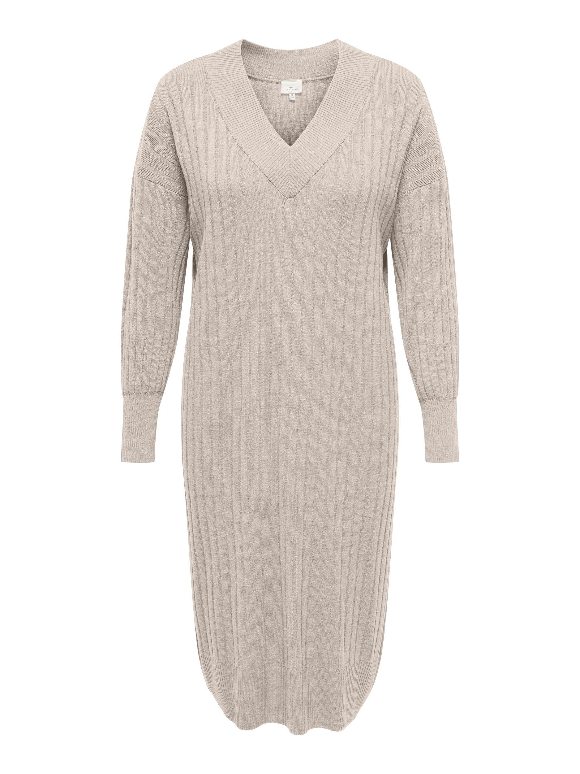 ONLY CARMAKOMA Strickkleid CARNEW TESSA L/S MIDI V DRESS NOOS KNT Pumice Stone | Strickkleider