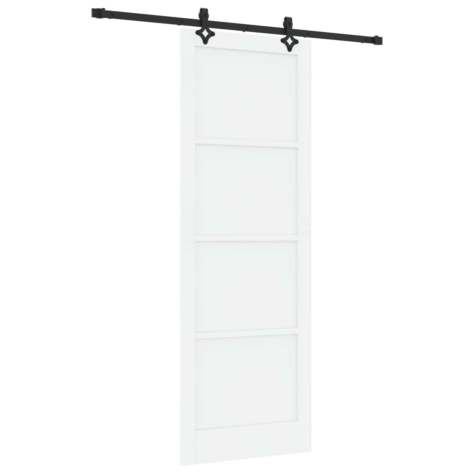 vidaXL Schiebetür Weiß und Schwarz 83 x 232 cm Massives Kiefernholz (1-St)