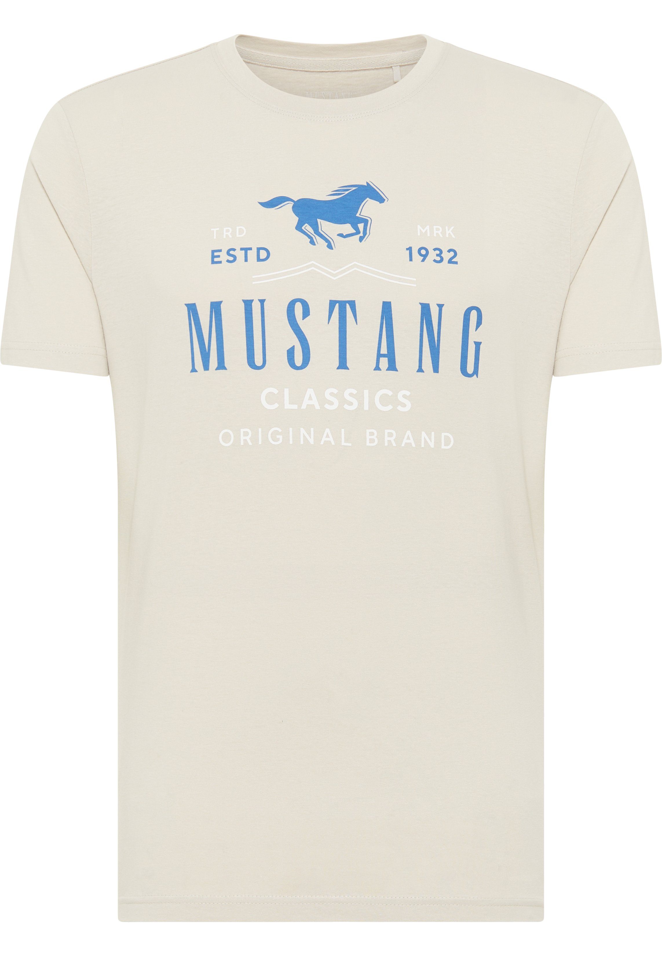 MUSTANG Print-Shirt Mustang braun T-Shirt Kurzarmshirt