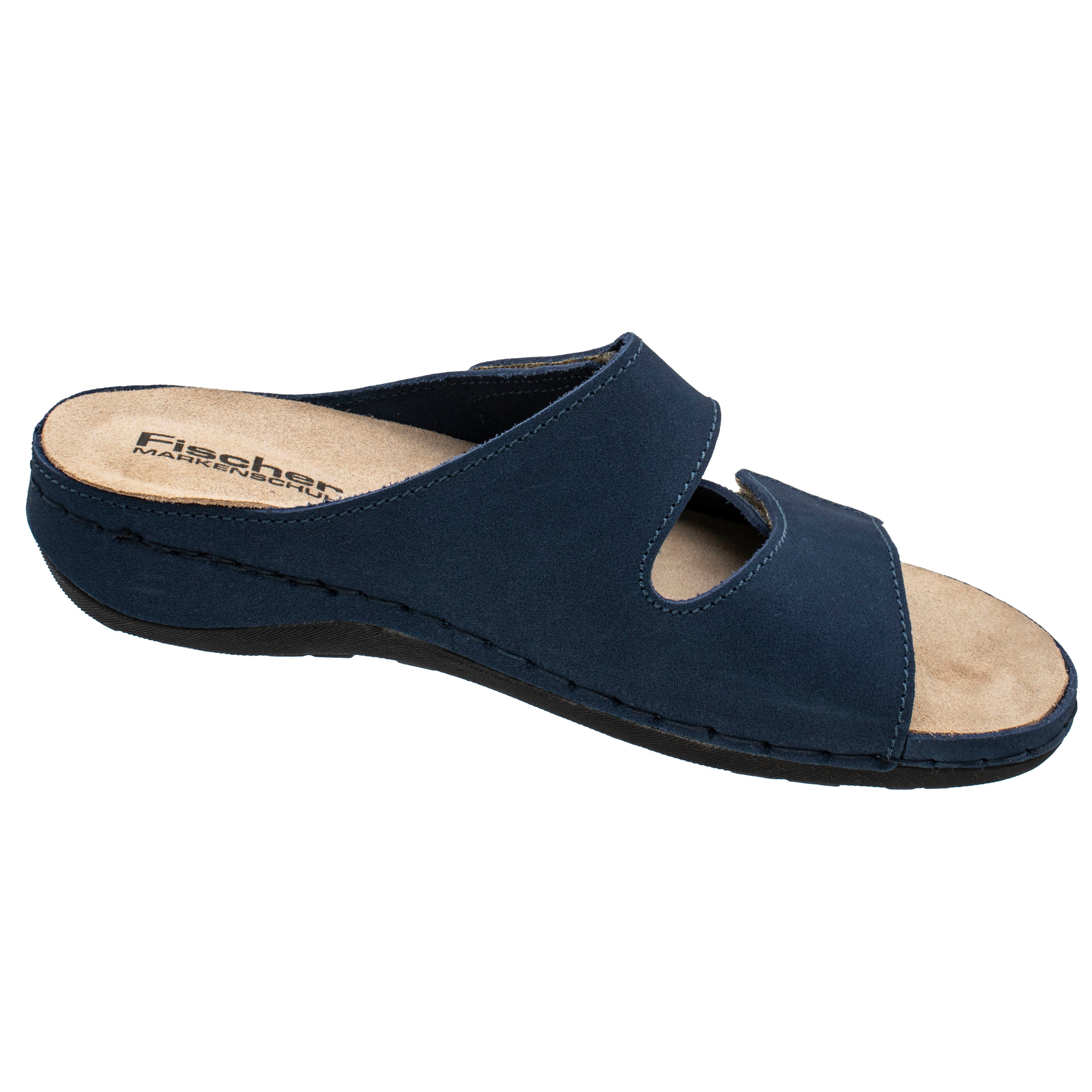 Fischer-Markenschuh Michaela Pantolette aus Nubukleder, herausnehmbare Einlegesohle aus Leder, Weite G