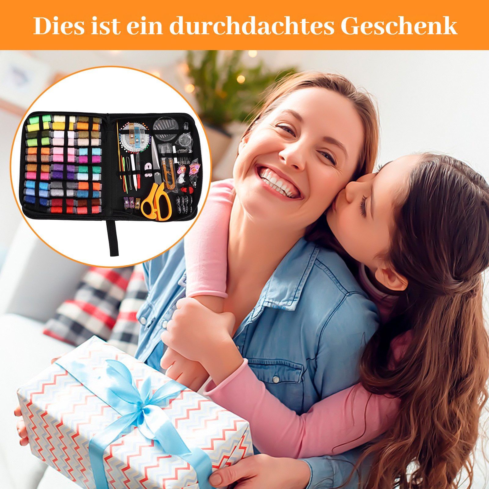 BlingBin Nähkästchen Professionelles Nähset mit 205 Teilen Premium Nähzubehör (1er Set, 205 St., 205tlg), Nadel für Anfänger/Profis/Erwachsene, Home-Button Reparaturset