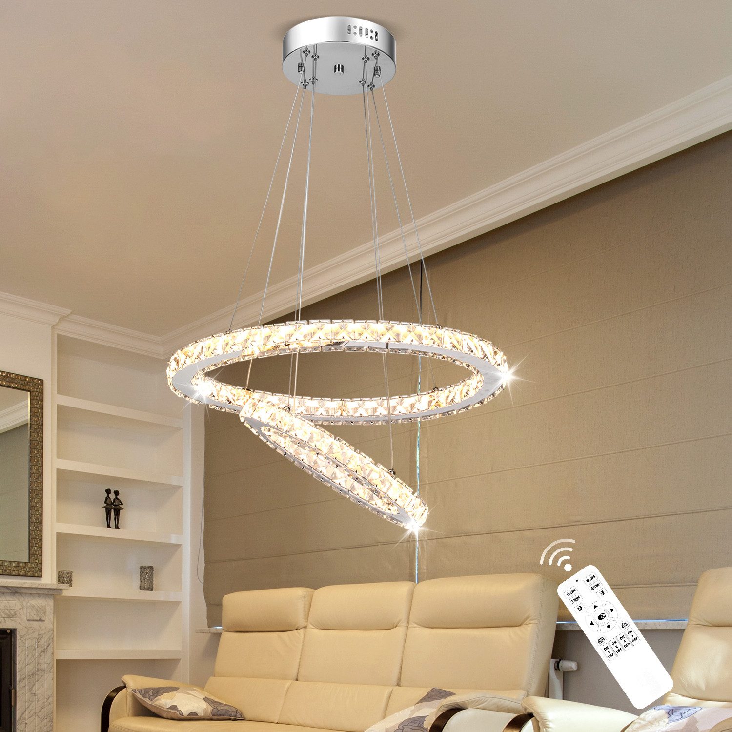 LETGOSPT Deckenleuchte LED Kristall Deckenlampe Dimmbar günstig online kaufen