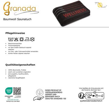 aqua-textil Saunatuch Granada Sauna Handtuch Strandlaken Frottee 80x200cm rot, Baumwolle (1-St), hautsympathisch,kuschelweich,langlebig,saugstark,strapazierfähig