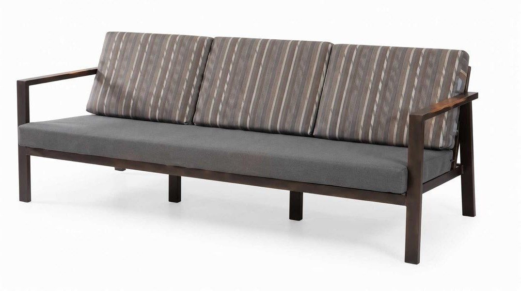 Xlmoebel 3-Sitzer Moderner 3 Sitzer Gartensofa Grau Polstersofa Terrasse Gartenmöbel, 1 Teile