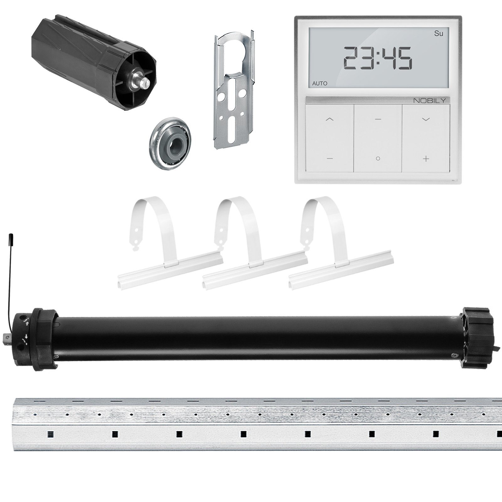 Nobily Achtkantwelle Rollladen-Set mit Maxi Rollladenmotor, Wandsender, Mechanik-Set, 1-St., 10Nm/25kg