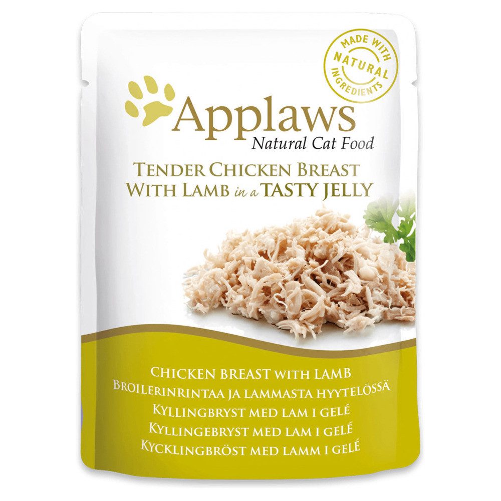 Applaws Pouch Huhn & Lamm in Gelee 70 g - 16 Stück, Nassfutter für: Katze