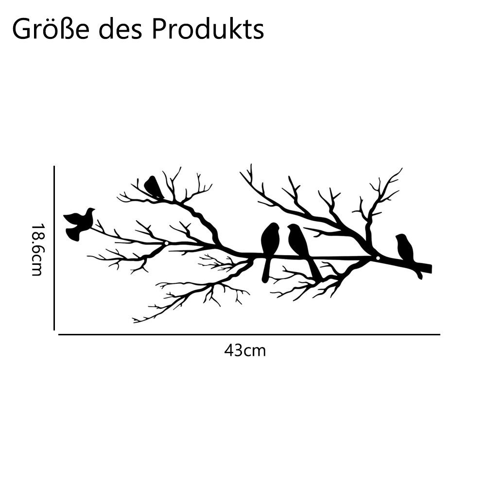 NUODWELL Wanddekoobjekt Wanddekoration mit Vögel aus Metall,Wandskulptur zu günstig online kaufen