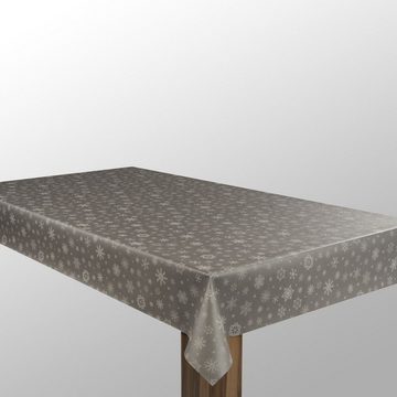 laro Tischdecke Wachstuch-Tischdecken Abwaschbar Schneeflocken Silber Weiß rechteckig