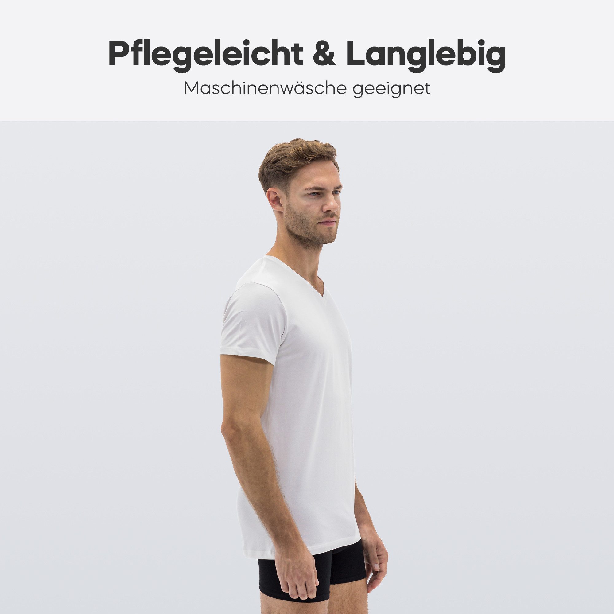 Barrio 13 T-Shirt Herren Tshirt aus Stretch Baumwolle mit V-Ausschnitt (Packung, Set, Spar-Pack, Spar-Packung, 3-tlg., 3er-Pack) Basic Slim Fit - Unterziehshirt Unterhemd