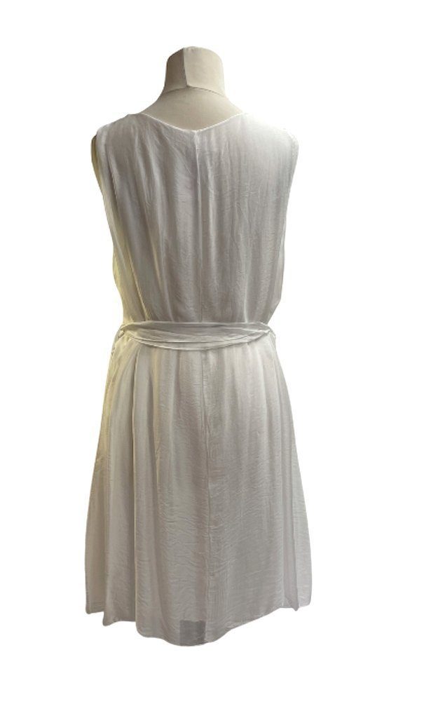 BZNA Sommerkleid Seidenkleid Sommer Dress Kleid Weiß Unifarbe elegant