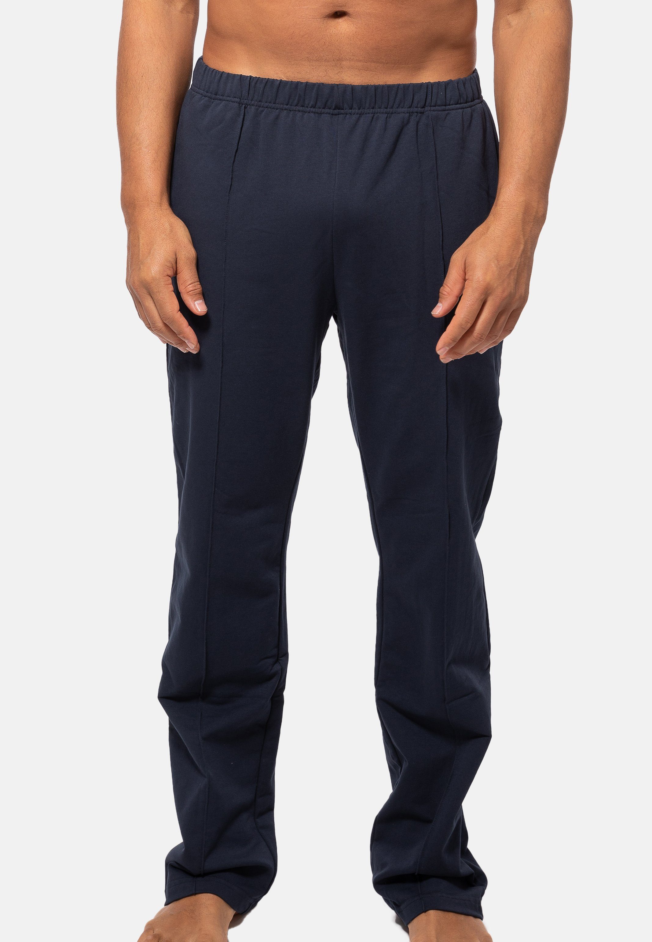 Hajo Jogginghose Basic (1-tlg) Freizeit / Jogginghose - Baumwolle - Lange Hose mit zwei Hosentaschen Marine