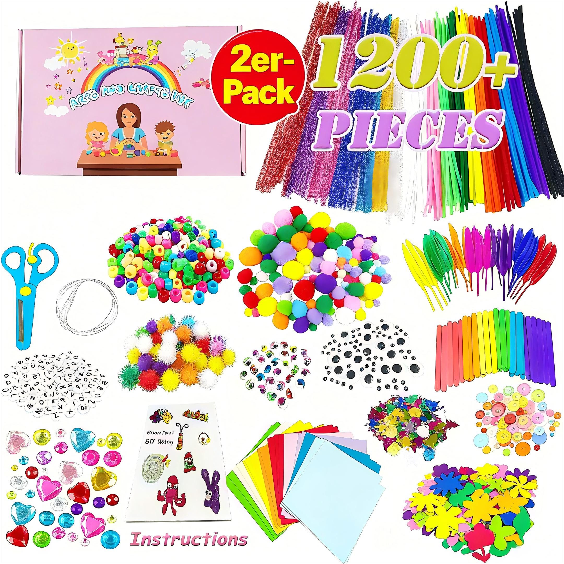 POPOLIC Kreativset Bastelset Kinder, 1300+PCS DIY Basteln Bastelkoffer, Bas günstig online kaufen