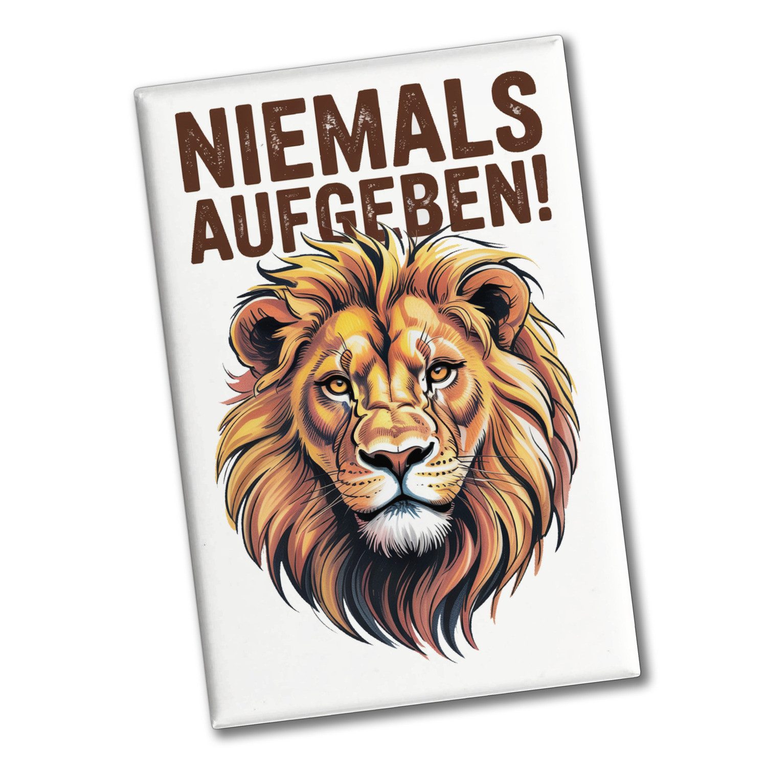 speecheese Magnet Löwenkopf Niemals aufgeben Souvenir Magnet für Motivation