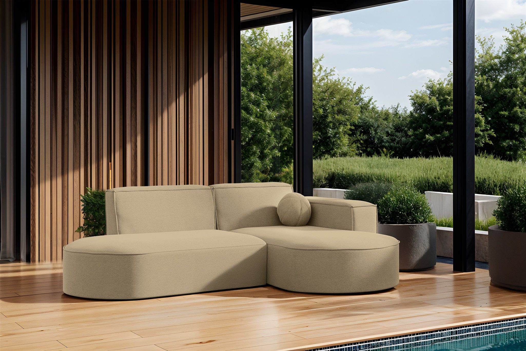 Fun Möbel Loungesofa Gartenmöbel Gartensofa Ecksofa SUNDAY XS, inkl. 1 Zierkissen, Wetterfester Stoff